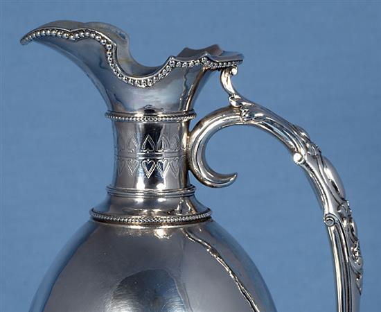 A mid Victorian silver wine ewer, by George Richards Elkington, Height 311mm Weight 21.1oz/658grms